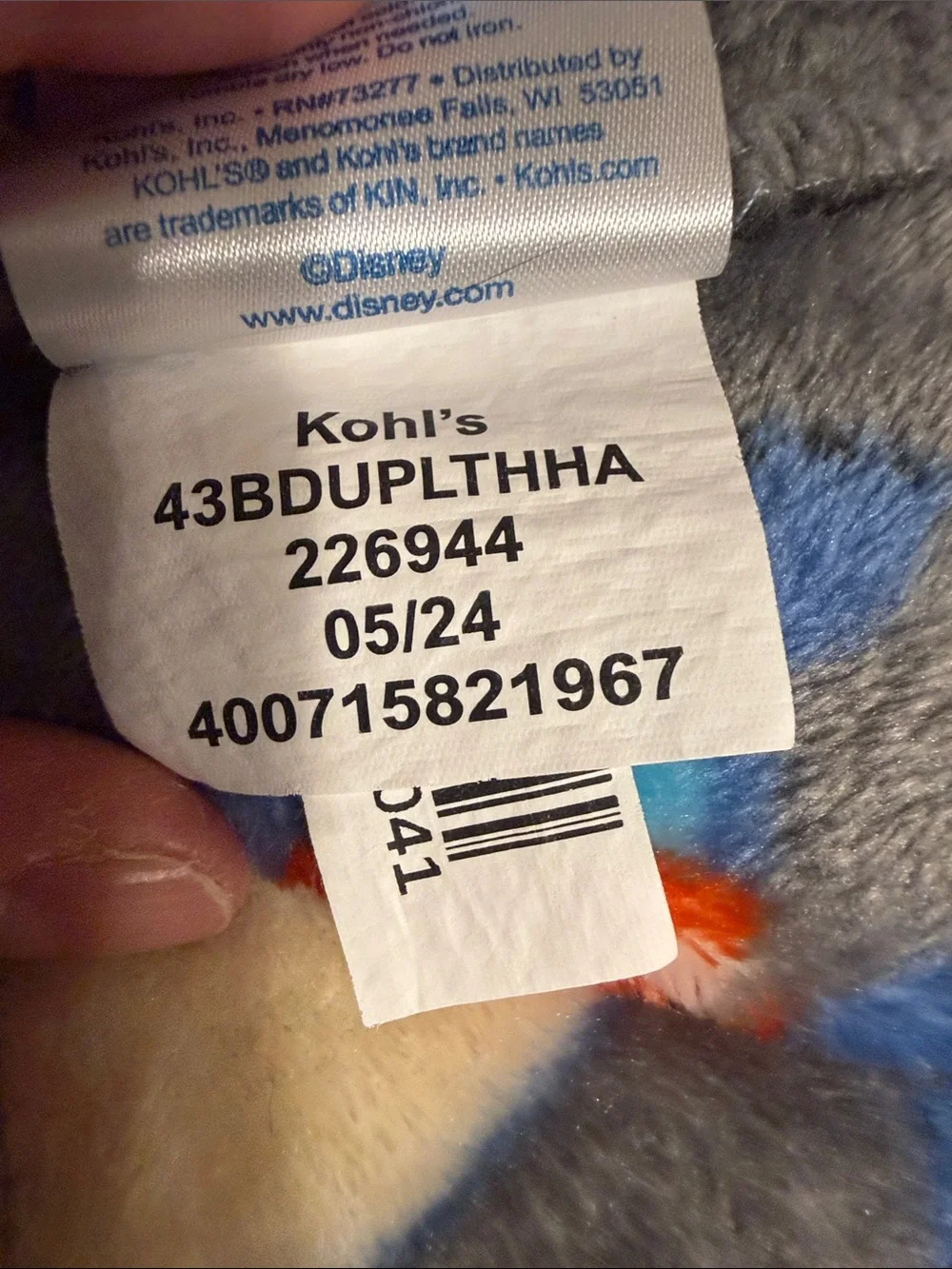 Disney Gray Plush Stitch Halloween Throw Blanket with Blue and Orange Accents
